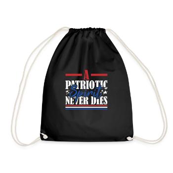 Veteran US Flag A Patriotic Spirit Never Dies - Drawstring Bag - black - Front