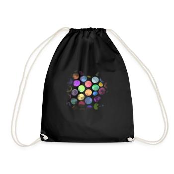 Rainbow Watercolor Spotted Splash Pattern - Drawstring Bag - black - Front