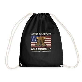 America Let Us Celebrate As A Country Army Veteran - Drawstring Bag - black - Front