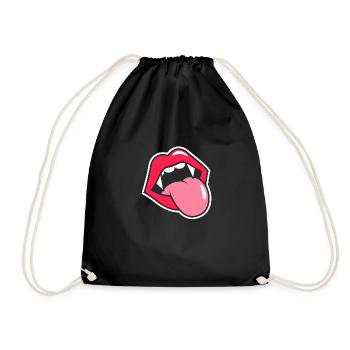 Vampire,Mouth,Teeth,Halloween,Retro,Vintage - Drawstring Bag - black - Front