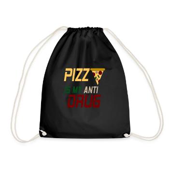 PIZZA Is My Anti Drug Retro Funny Pizza Lover - Turnbeutel - Schwarz - Vorne