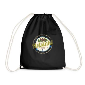Helsinki Elch Hauptstadt von Finnland Vintage Souv - Turnbeutel - Schwarz - Vorne