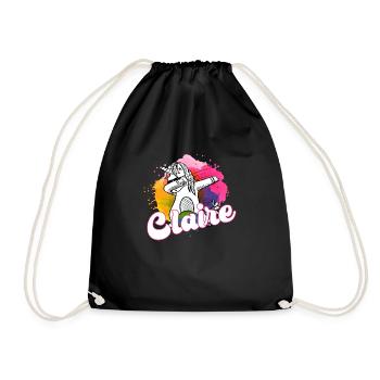 CLAIRE - Beau nom avec licorne dabbing - Sac de sport léger - noir - Devant
