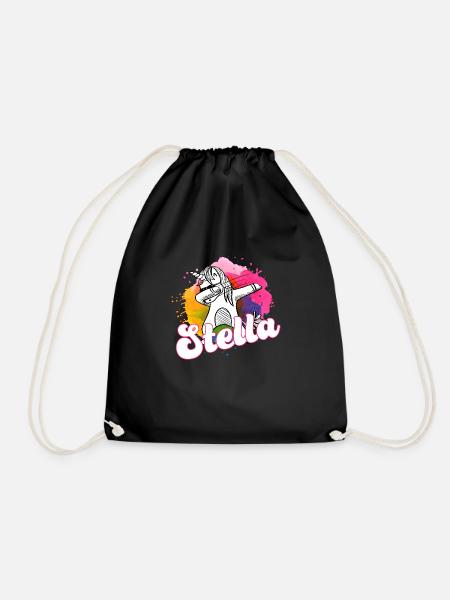 STELLA - Schöner Name mit dabbing Einhorn - Turnbeutel - Schwarz