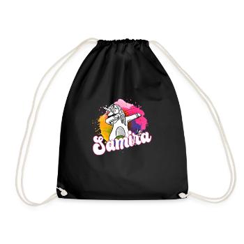 SAMIRA - Beau nom avec licorne dabbing - Sac de sport léger - noir - Devant