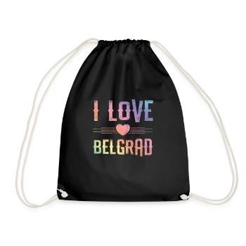 I Love Belgrad - Turnbeutel - Schwarz - Vorne