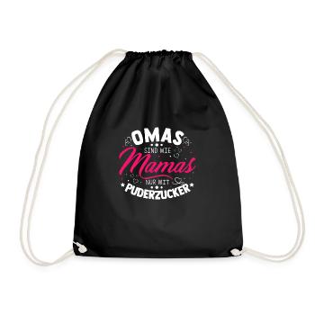 Beste Oma Lieblingsoma Puderzucker Geschenk Herz G - Turnbeutel - Schwarz - Vorne