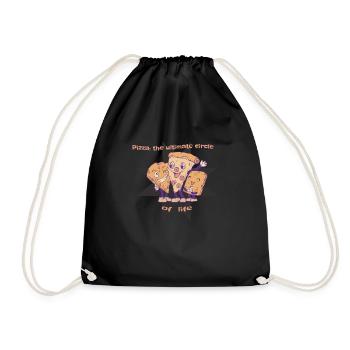 Pizza The Ultimate Circle Of Life Cheese Pizza - Drawstring Bag - black - Front