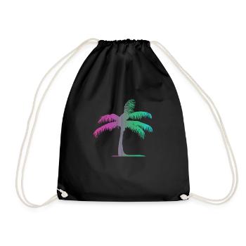 Tropical Beach Paradise Palm Rainbow 6 - Drawstring Bag - black - Front
