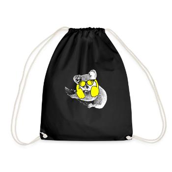 Koala Tierliebhaber Kopfhörer Sonnenbrille Musik K - Turnbeutel - Schwarz - Vorne