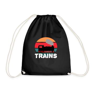 trains steam locomotive steam locomotive children - Drawstring Bag - black - Front