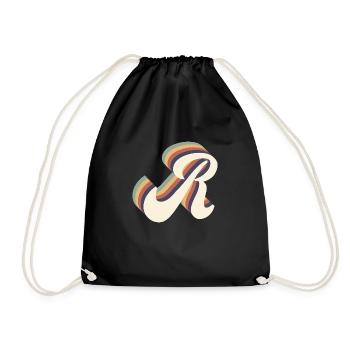 letter R - Drawstring Bag - black - Front