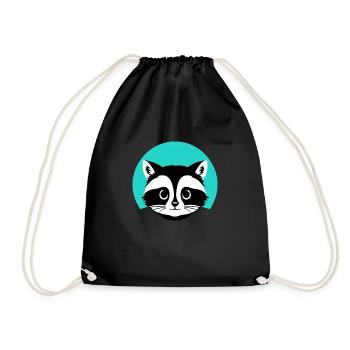 Raccoons Cute Cartoon Raccoon 19 - Drawstring Bag - black - Front
