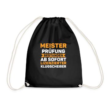 Meister Prüfung Meister Abschluss Geschenk - Turnbeutel - Schwarz - Vorne