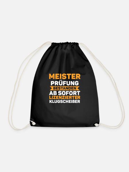 Meister Prüfung Meister Abschluss Geschenk - Turnbeutel - Schwarz