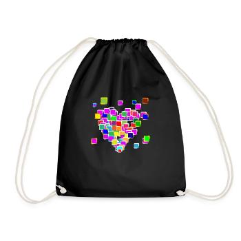 Pixel Heart - Drawstring Bag - black - Front