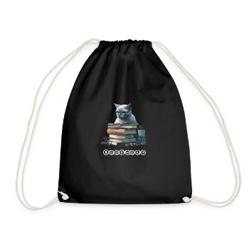 Eriko the learned cat - Drawstring Bag - black - Front