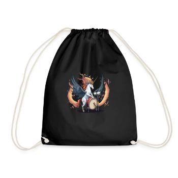 Unicorn on drums - Drawstring Bag - black - Front