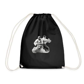 2 Jiu Jitso Kämpfer Geschenk - Turnbeutel - Schwarz - Vorne