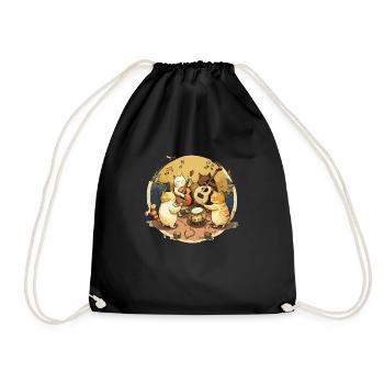 Cat concert - Drawstring Bag - black - Front