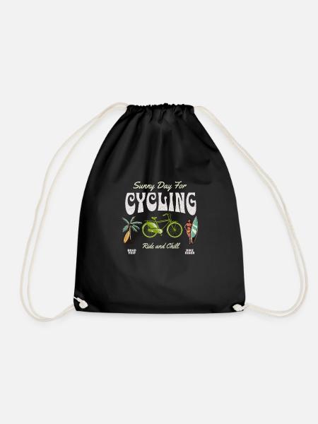 Sunny day for cycling - Drawstring Bag - black