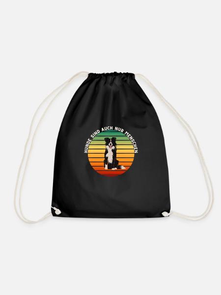 Süßer Bordercollie im Retro-Sonnenuntergang - Turnbeutel - Schwarz