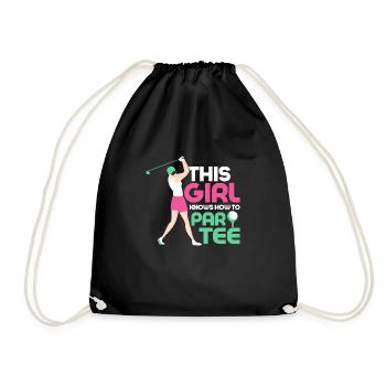 This Girl Knows How To Par Tee Golf Golfing - Drawstring Bag - black - Front
