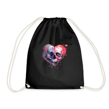 Totenkopf Kunst Design Aquarell - Turnbeutel - Schwarz - Vorne