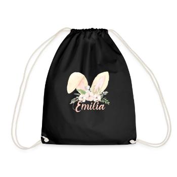 Hasenohren Emilia - Turnbeutel - Schwarz - Vorne