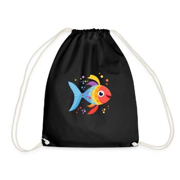 Beautiful colorful fish swimming in the sea - Drawstring Bag - black - Front
