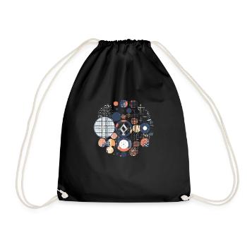 Vintage geometric pattern - Drawstring Bag - black - Front
