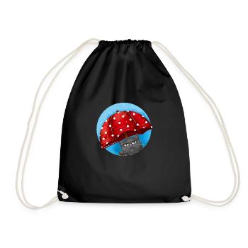 Rainy Day Cat - Drawstring Bag - black - Front