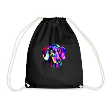 Stylized dachshund - Drawstring Bag - black - Front