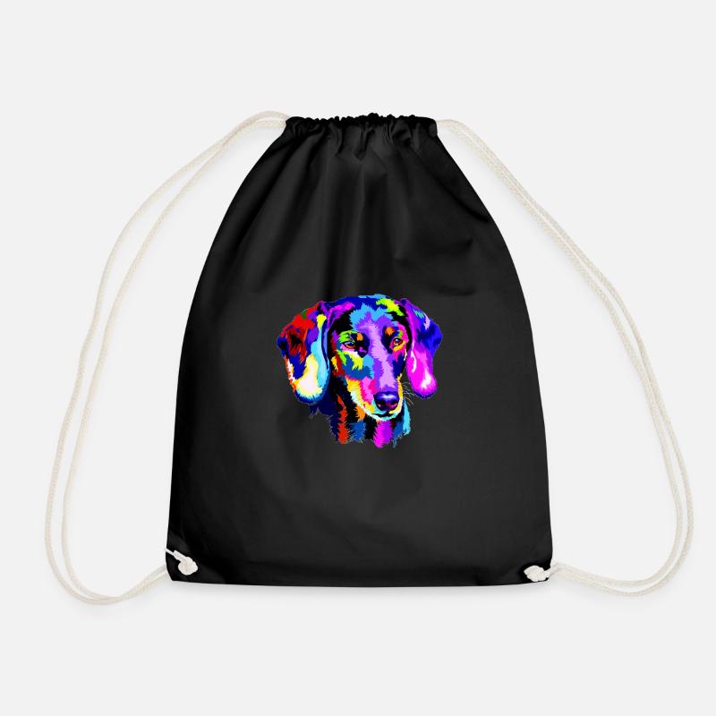 Stylized dachshund - Drawstring Bag - black