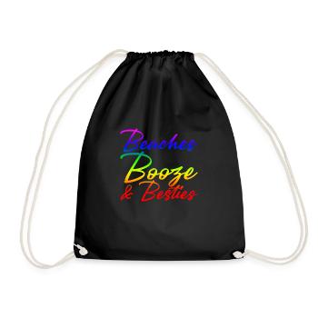 Beaches Booze And Besties - Turnbeutel - Schwarz - Vorne