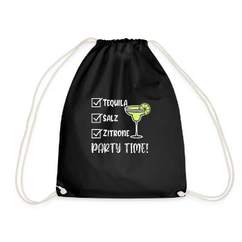 Tequila, Salz, Zitrone Party Time - Turnbeutel - Schwarz - Vorne