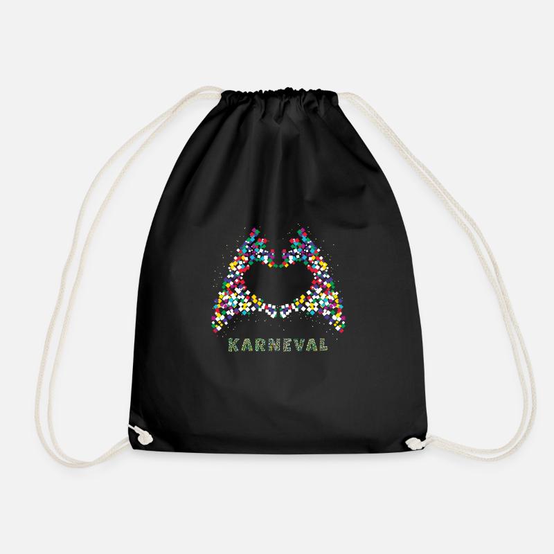 Karneval im Herzen. Handgeste Karneval Konfetti - Turnbeutel - Schwarz
