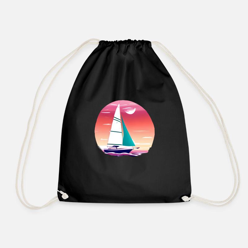 sailing, sailing, sailing, sailing ship, sailboat - Drawstring Bag - black