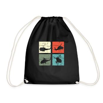 Hélicoptère rétro - Sac de sport léger - noir - Devant
