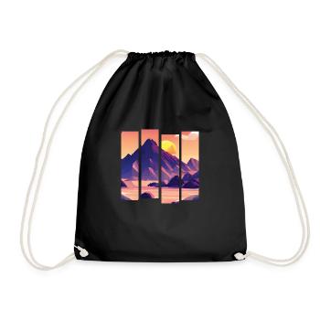 Mountains Hiking Hiking Mountain Hiking Mountain Hikers - Drawstring Bag - black - Front