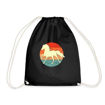 Vintage Retro Horse Sunset For Horse Lovers - Drawstring Bag - black - Front