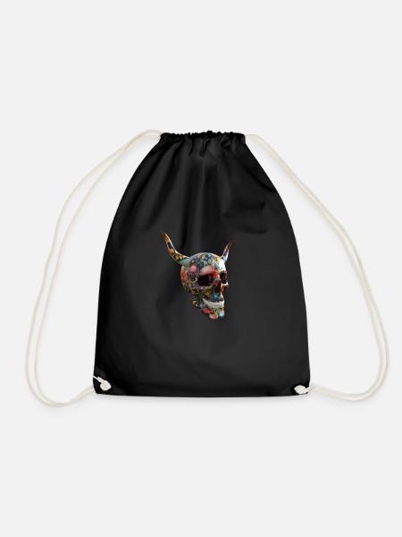 Skull with flowers - Turnbeutel - Schwarz