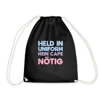Held In Uniform, Kein Cape Nötig - Turnbeutel - Schwarz - Vorne