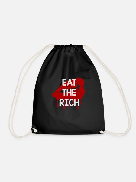 EAT THE RICH - 🍴 - Drawstring Bag - black