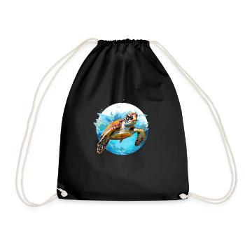 Sea turtle - Drawstring Bag - black - Front