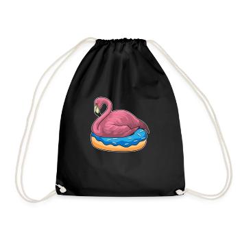 Ente mit Donut Lustiges Flamingo T-Shirt - Turnbeutel - Schwarz - Vorne