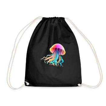 Jellyfish Jellyfish Sea Creature Diving Colorful Gift - Drawstring Bag - black - Front