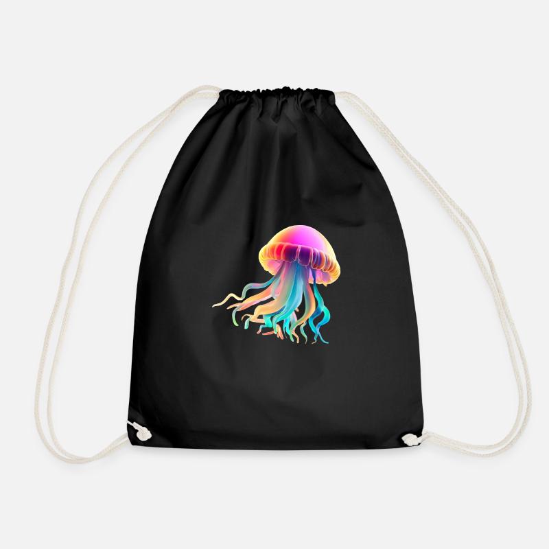 Qualle Jellyfish Meerestier Tauchen Bunt Geschenk - Turnbeutel - Schwarz
