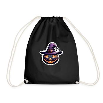 Halloween - Kürbis Hexen Hut - Turnbeutel - Schwarz - Vorne