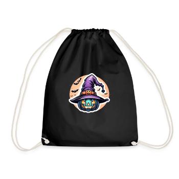 Halloween - Pumpkin Witch Hat - Drawstring Bag - black - Front